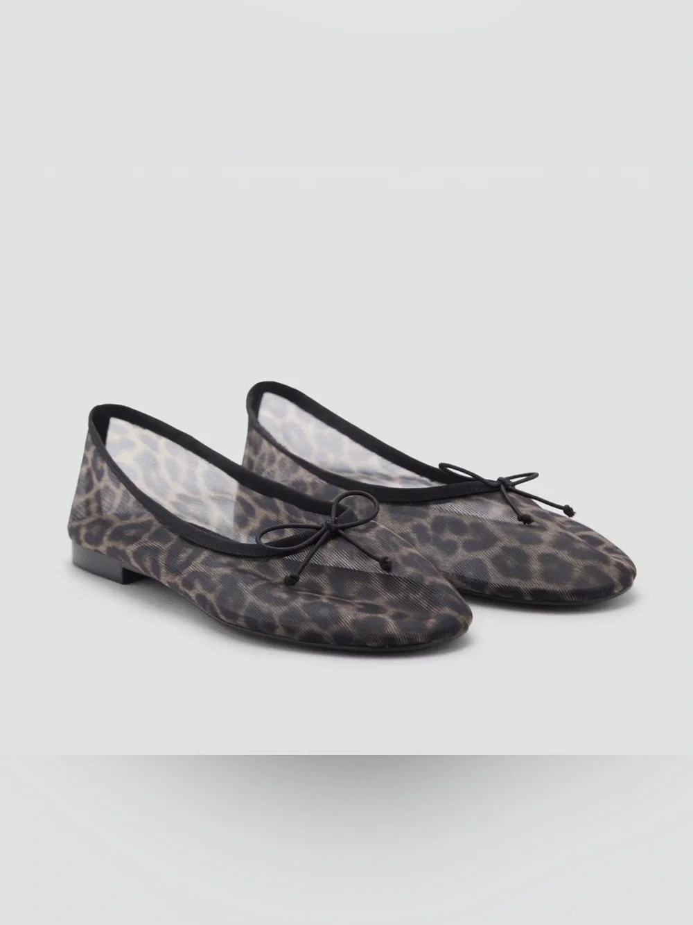 MANGO Women’s Leopard Print Mesh Ballet Flats